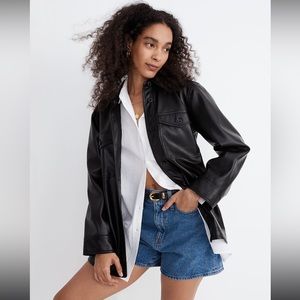 NWT Madewell Faux Leather Oversized Shirt-Jacket
